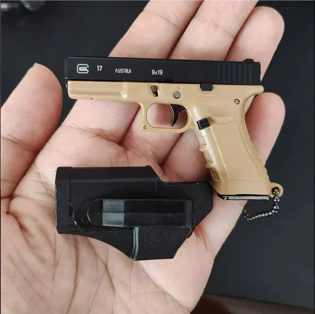 Metallic Pistol Keychain with Holster