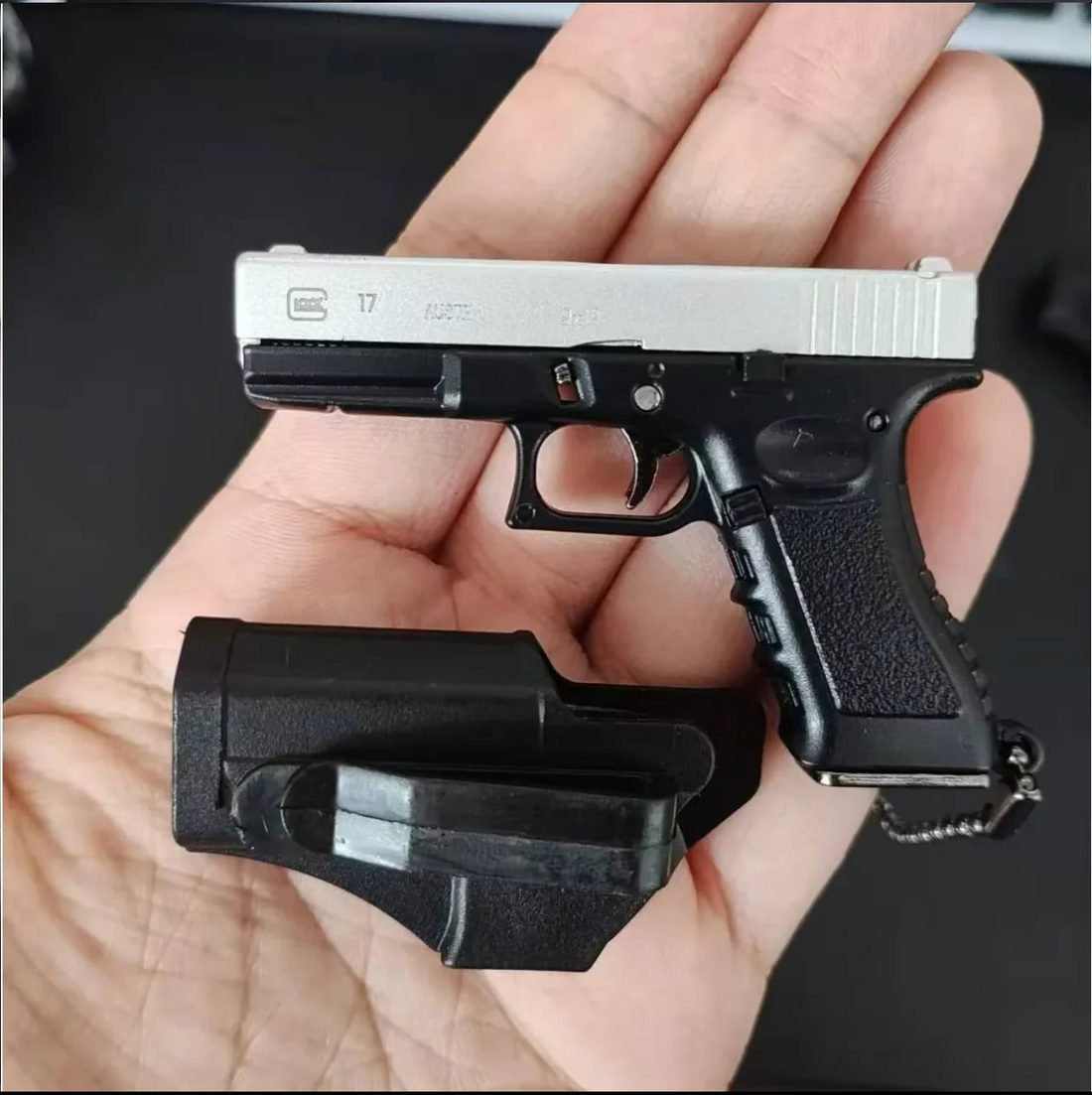 Metallic Pistol Keychain with Holster