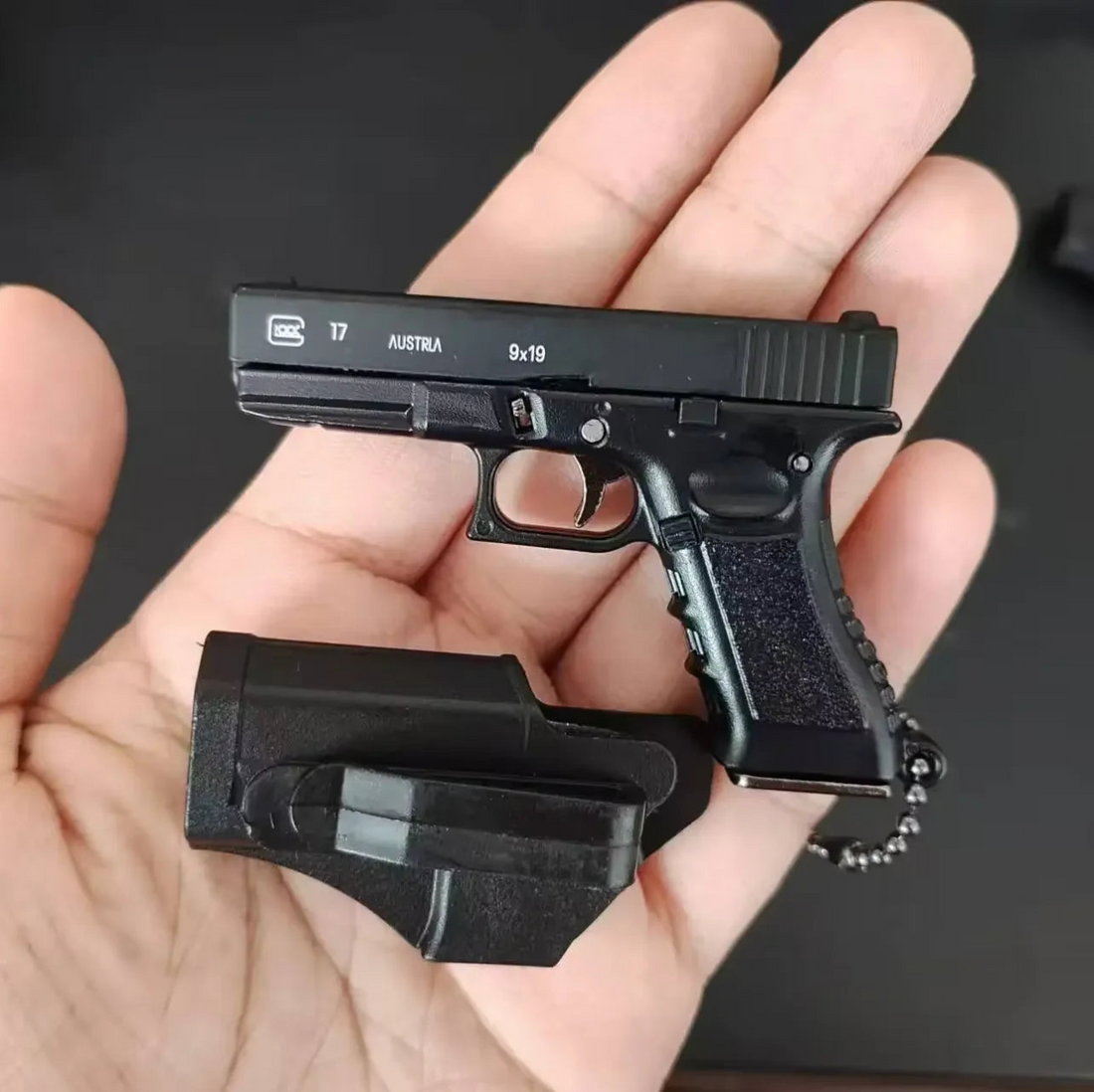 Metallic Pistol Keychain with Holster