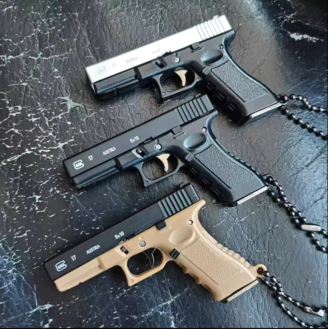 Metallic Pistol Keychain with Holster